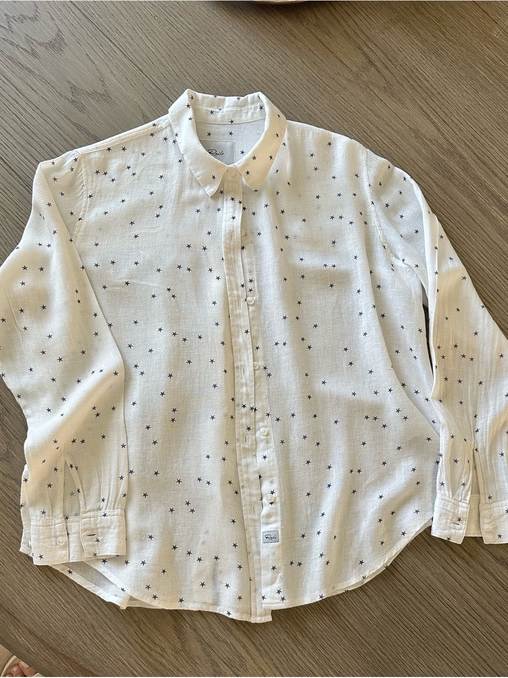 Rails White Button-Down Shirt with Navy Star Pattern